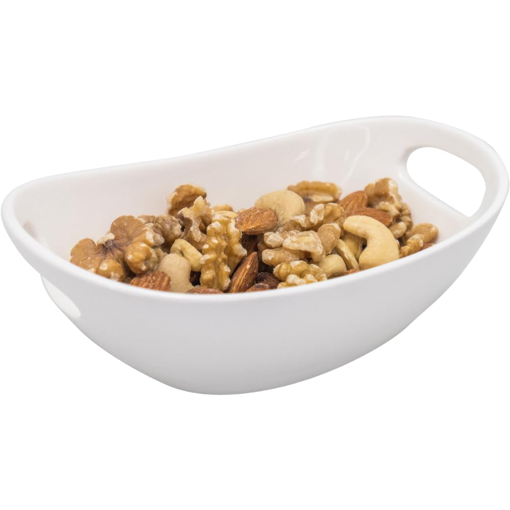 NERTHUS FIH 1337 Porcelain Oval Bowl with Handles for Snacks, Elegant Snack Service