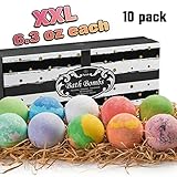 USA Deluxe Natural Bath Bomb Set. 10 XL Bath Bombs by Purelis Naturals. Lush Huge 6.3 Ounce Real Bombs. Bath Bomb Kit with Natural Essential Oils. Organic Bath Bombs for Kids Bubble Bath