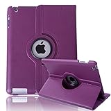 HDE Rotating iPad Case Magnetic Folding Leather Cover Folio Flip Stand for Apple iPad 2 iPad 3 iPad 4 (Purple)