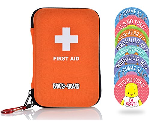 Compact Family Travel First Aid Kit 85-Piece Medical Supplies with BONUS Bravery Stickers for Car RV Accessories and Ideal for Hiking, Camping and Kids