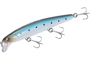 LITTMA California Surf Fishing Lures Saltwater Jerkbait Crankbait Surf Minnow 110 - Metallic Sardine Super Glow & Pearl Pink Belly Glow Lures for Halibut & Striper Fishing