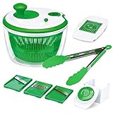 Iseason Salad Spinner, Large Vegetable Washer Dryer with Bowl, Lettuce Washer with Vegetable Chopper, Onion Slicer Food Dicer,5L large Capacity (with Food Clip)