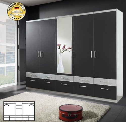 Kleiderschrank Schlafzimmerschrank 96086 Silber Anhtrazit Mit Spiegel 231 Cm Amazon De Kuche Haushalt