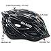GoMax Aero Adult Safety Helmet Adjustable Road Cycling Mountain Bike Bicycle Helmet Ultralight Inner Padding Chin Protector and visor w/ Rear LED Tail Light adjust (Shiny Black with LED, X-Large)