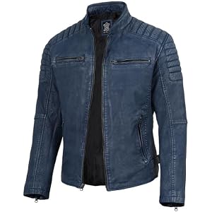 Decrum Men’s Casual Real Lambskin Leather Jacket with Zipper Closure