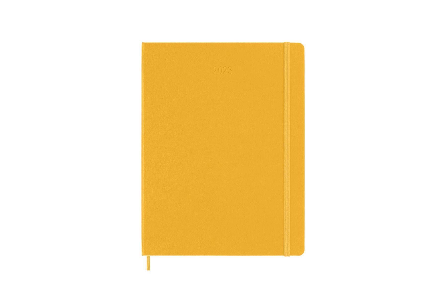 Moleskine Weekly Planner 2023, 12-Month Weekly Diary, Weekly Planner and Notebook, Hard Cover, XL Size 19 x 25 cm, Colour Orange Yellow
