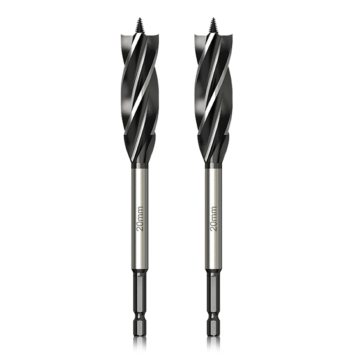 Meccion Wood Drill Bit 20mm x 165mm x 2pcs Professional Self Feed Speed Auger Drill Bit 1/4 Inch Hex Shank Woodworking Hole Drill Bit
