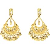 Vintage Indian Jhumka Jhumki Statement Clip On Earring Boho Ethnic for Women Bollywood Traditional Gypsy Bohemian Gold-tone Small Balls Tassel Dangle Drop Festival Holiday Party Non Pierced Ears Jewelry