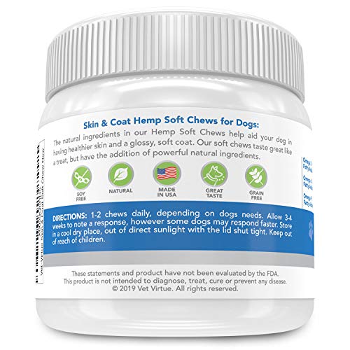 VETVIRTUE Omega 3 for Dogs Skin and Coat Soft Chew with Fish Oil for
