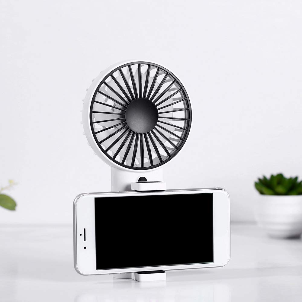 Mini Ventilador de Mano Recargable Portátil Fan Exterior de 3 Velocidades con Base Soporte de Móvil Diseño de Aromaterapia para Cochecito de bebé, Coche, Caminadora, Oficina, Hogar, Viajes, Camping