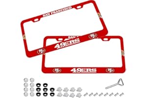 NATUZORA 2Pcs Aluminum Full Color Car License Plate Frames for 49ers-Universal Fit for Cars, Trucks, SUVs - Rustproof & Easy Install, Durable Metal Design (ZDF-013)
