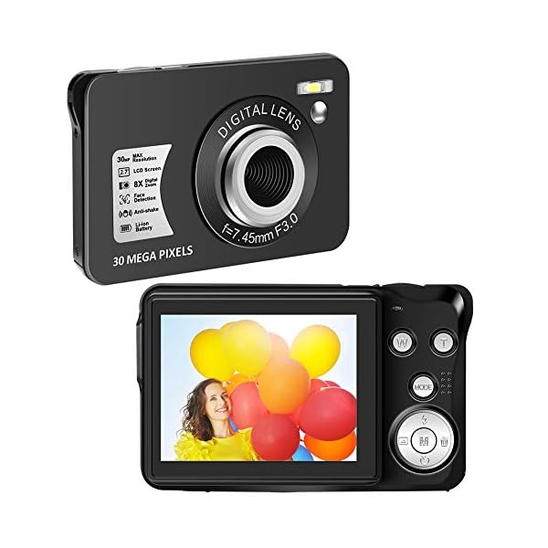COMI Digitalkamera Fotoapparat Digitalkamera 30 MP 1080P Kompaktkamera 8X Digital Zoom-Minikamera 2,7-Zoll-LCD…