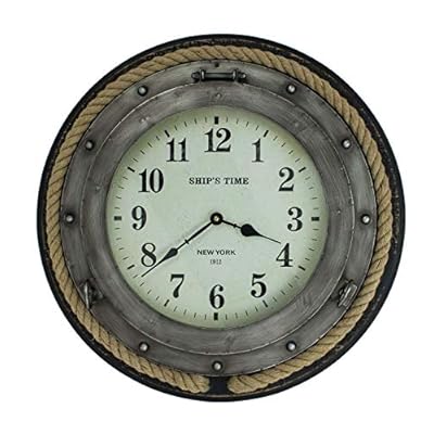 Magoo's 20" Round Wall Clock - Ship's TIME New York Porthole Clock with Rope Trim 51LaTYpUhRL