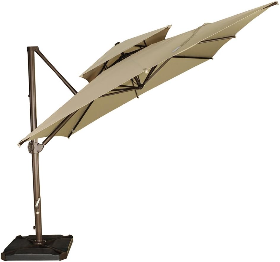 Amazon Com Abba Patio Offset Cantilever Umbrella Hanging Umbrella With Umbrella Cover Dual Wind Vent And Cross Base 9 By 9 Feet Beige Garden Outdoor
