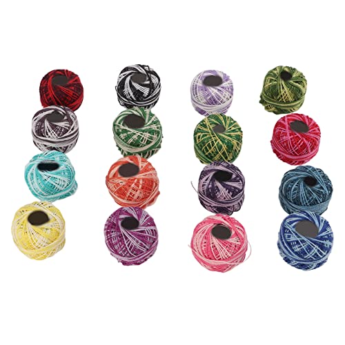 Crochet Thread Balls(16 Balls),Crochet Yarn Pearl Balls,Lace Thread Crochet Thread for Crochet Hardanger Cross Stitch Needlepoint Hand Embroidery Knitting Thread