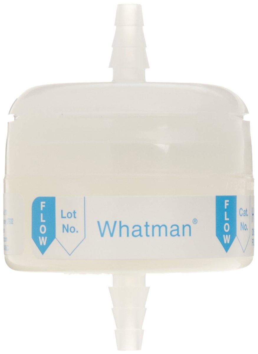 Whatman 6702-3600 Hepa-Cap 36 In-Line Venting Filter, 60 psi Maximum Pressure, Inlet 1/4" to 3/8", Outlet 1/4" to 3/8" Stepped Barb