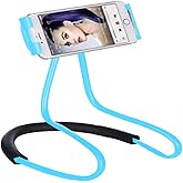 Lazy Bracket - Universal Hanging on Neck Lazy Phone Holder DIY Free Rotating Stand on Table Smart Multiple Functions Mobile Phone Mount Stand(Blue)