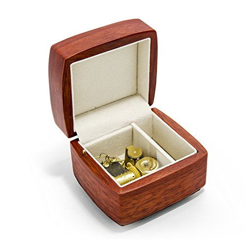 Small Wood Musical Box Jewelry Storage â€“ 400+ Songs Selection â€“ Petite Music Jewelry Box Compartment â€“ 18 Note Music Box Rings Earrings