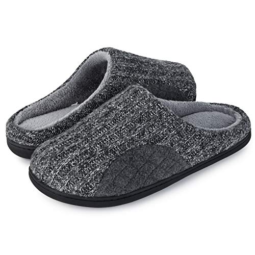ULTRAIDEAS Men's Cashmere Cotton Knitted Autumn Winter Memory Foam Fabric Slippers