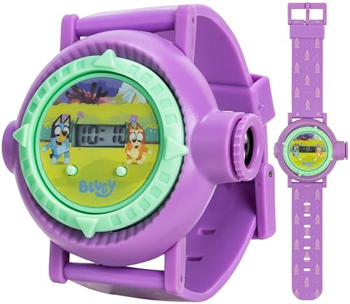 Bluey Kids Projection Watch with LCD Display, 10 Fun Bluey Images, Light-Up Projector, Adjustable Plastic Strap, Kid-Friendly Durable Build, Perfect for Young Bluey Fans, Fits Wrist Sizes 5.5