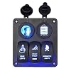 POTO-Car-5-Gang-Waterproof-Car-Auto-Boat-Marine-LED-Rocker-Panel-Switch-Circuit-Breakers-with-Dual-USB-Power-Charger-Adapter-for-RV-Car-Boat