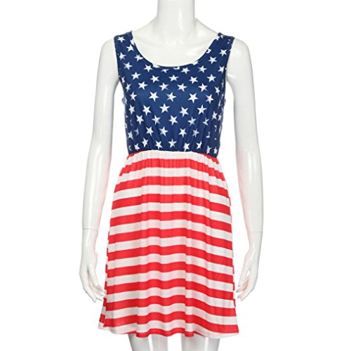 Hot Sale! Independence Day Dresses,Women Casual Summer Star Striped Flag Small Short Dress (Multicolor, L) - Thumbnail 5