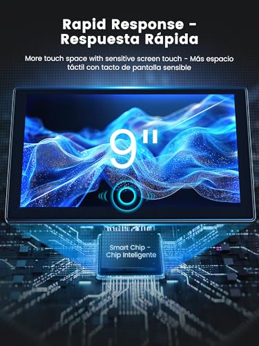 Carplay Auto, 9'' Schermo per Auto, Supporto CarPlay e Android Auto, Dash Cam 4K Integrata e Telecamera Posteriore 1080P, Navigazione GPS/Bluetooth 5.0/Controllo Vocale/Mirror Link/FM, SD 64GB Inclusa