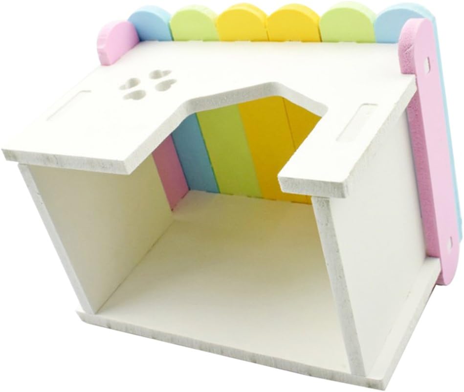 VANKOA Colorful Pet Hideout Hut, Wooden Hamster House for Small Animal Bunny Nest Bed Play Toy for Guinea Pig Parrot Rabbit Bunny Hamster Rat