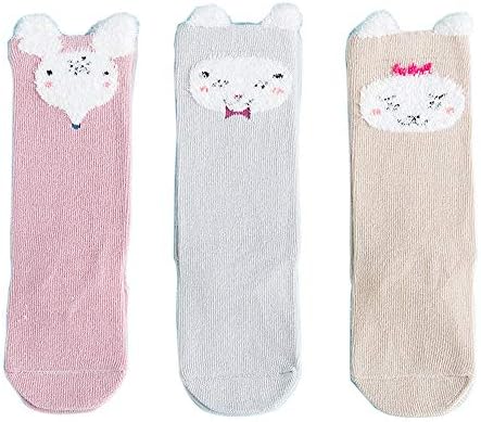 FQIAO Baby Socks 3Packs 0-6 Month XXS Size Cartoon Middle Tube Cotton Breathable for Autumn Winter