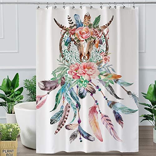 Amazon Com Blessliving Cow Bull Skull Shower Curtain Southwest Dream Catcher Bathroom Decor Boho Chic Bath Textiles Shower Decor White 71 X 71 Home Kitchen