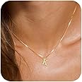 RLMOON Gold/Silver Initial Necklaces for Women 14K Gold Plated Dainty Letter Necklace Tiny Silver Initial Pendant Name Necklace A-Z Personalized Gift Trendy Jewelry