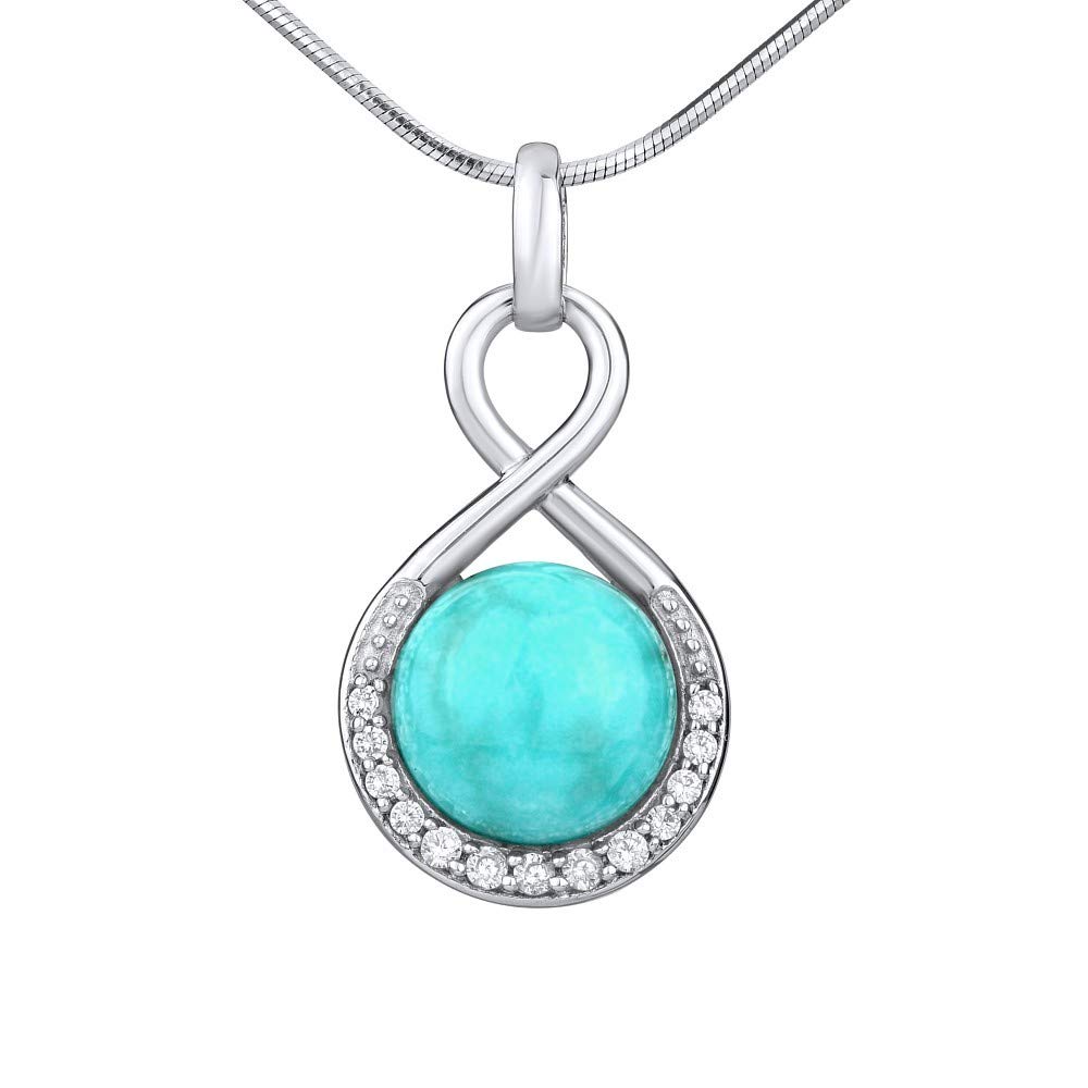 SILVEGO - JST14709TU - Women Pendant 925 Sterling Silver with Natural Turquoise 10 mm