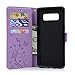 YOKIRIN Galaxy Note 8 Case, Flip Wallet Full PU Leather Kickstand Emboss Floral Butterfly Magnetic Book Style Built-in Stand Card Slots Holder Protective Cover with Detachable Wrist Strap, Purple