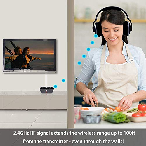Wireless Headphones for TV with Optical, MONODEAL Digital Stereo Over Ear Headsets with Charging Dock, 2.4GHz Rf Transmitter, 20H Playtime, for TV Pc Mobile - Thumbnail 2
