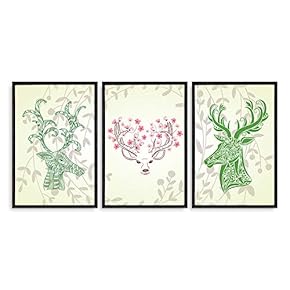 Framed Canvas Wall Art for Living Room, Bedroom Abstract Deer Collection Canvas Prints for Home Decoration Ready to Hanging - 16"x24"x3 Panels