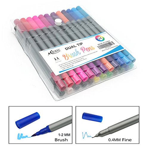 Buy Dual Tip Brush Markers Pens Sets with Fineliner Tip, 24 Color No