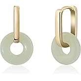 Jade Earrings Gold Square Hoop Earrings for Women Trendy Hypoallergenic Earrings Cute Jade Jewelry Green Earrings for Women Birthday Gifts