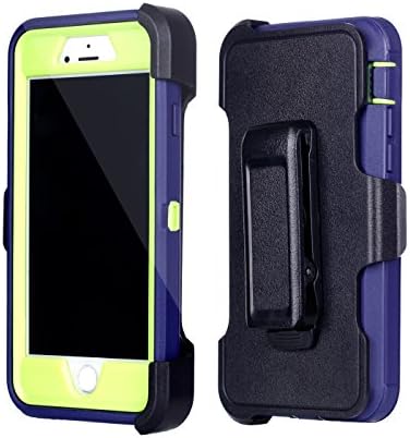 For iPhone 8Plus &amp; 7Plus (5.5 inch), Chanroy Hybrid Rubber Plastic Impact Defender Rugged Hard Case ,Protective Case, Screen Protector Built-in ,With Belt Clip Holster(Navy Blue+Green)