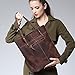 S-ZONE Women's Vintage Crazy Horse Leather Work Tote Shoulder Bag Large Capacity Upgraded Straps Version