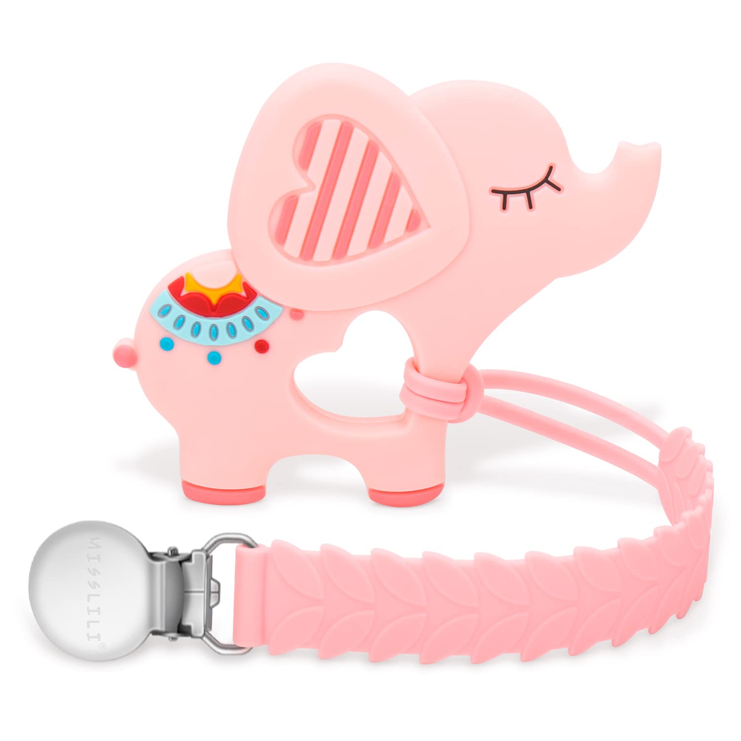 CLDY Teething Toys for Baby, Chew Toys for Autistic Children Elephant Pink, Baby Toys 3+ Months, Sensory Chew Toys, BPA Free Silicone Teether for Toddler Infant, Toddler Newborn Baby Shower Gifts