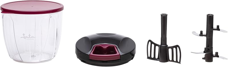 HOGAR HMAQ4506 - Chopper Manual com Corda para todos os tipos de alimentos. 4 alturas de corte. Lâmina de aço inoxidável. Capacidade de 900 ml. Inclui tampa e pá para bater