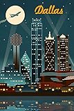Dallas, Texas - Retro Skyline (9x12 Art Print, Wall Decor Travel Poster)