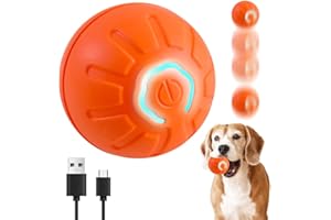 BAUFIX Interactive Dog Toys Ball, Automatic Rolling Ball Toy, Motion Interactive Dog Ball, Activated Automatic Motion Dog Ball Toy with LED Flash, USB Rechargeable (Orange)