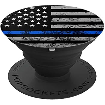 Thin Blue Line USA Flag Birthday Christmas Gift PopSockets Grip and Stand for Phones and Tablets