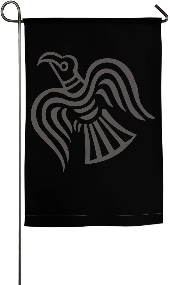 Joe Kiya Viking Rune Circle with Odin's Ravens Garden Holiday Double Side Flag Exterior Wall Sign Decoration(Recommended Breeze)