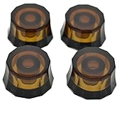 KAISH Pack of 4 Metric 18 Coarse Spline Lampshade Style Electric Guitar Knobs Speed Control Knobs for PRS/LP/SG/Les Paul Amber with Black