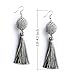 MHZ JEWELS Grey Beaded Ball Tassel Earrings Seed Beads Vintage Long Dangle Drop Tassel Earrings Women Girls