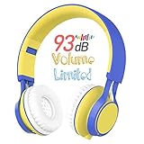 Kids Headphones, HD30 Volume Limiting Kids Headset with Microphone for Boys Girls and iPad Tablets Computer Laptops Android Smartphone (Yellow/Blue)