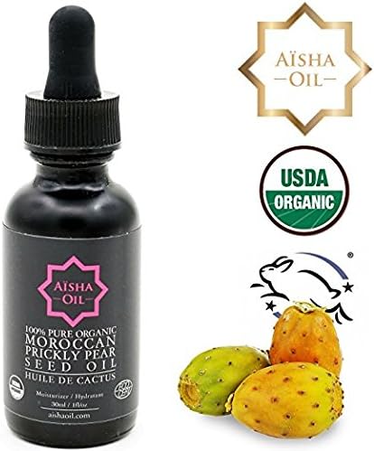 100% Pure Organic Moroccan Prickly Pear Seed Oil - Cold Pressed Cactus Oil - Pure Barbary Fig Seed Oil Aisha Oil - Most Powerful Anti Aging Moisturizer (30ml - 1 fl/oz, Cactus Oil)