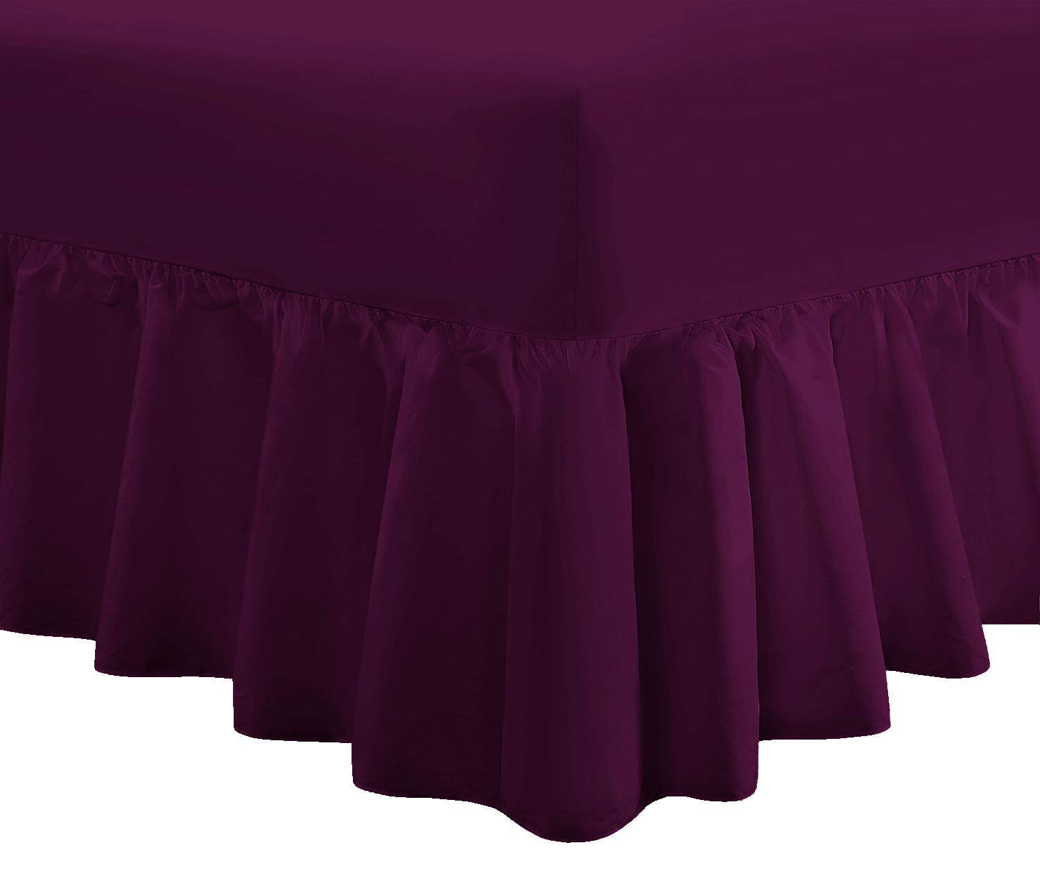 DTEX HOMES Luxury Extra Deep Frilled Valance Fitted Sheets, King Purple